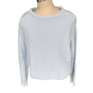 Lucky Brand Knit Sweater Pullover‎ Lightweight Open Knit Blue Size L